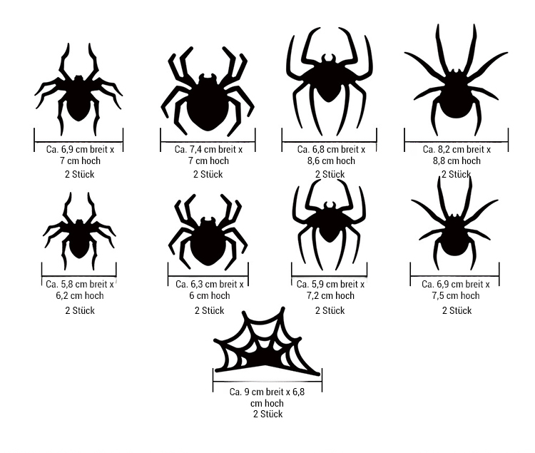 Halloween-Dekorationen: Fledermäuse, Spinnen