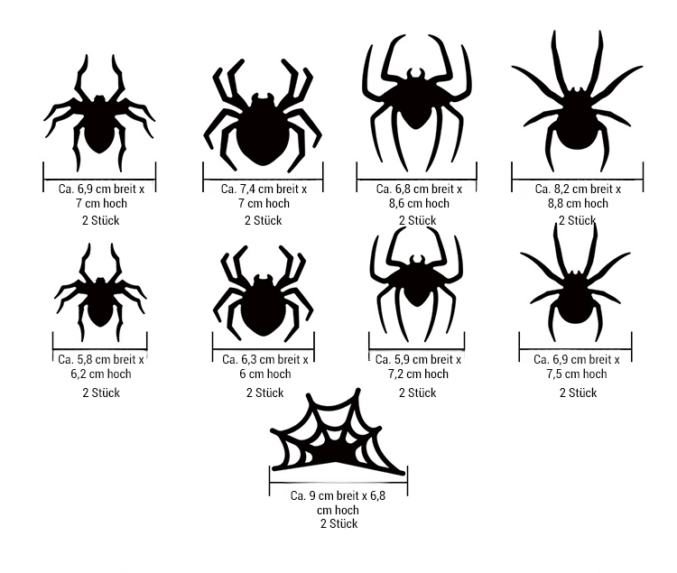 Halloween-Dekorationen: Fledermäuse, Spinnen