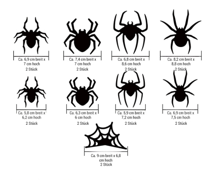 Halloween-Dekorationen: Fledermäuse, Spinnen