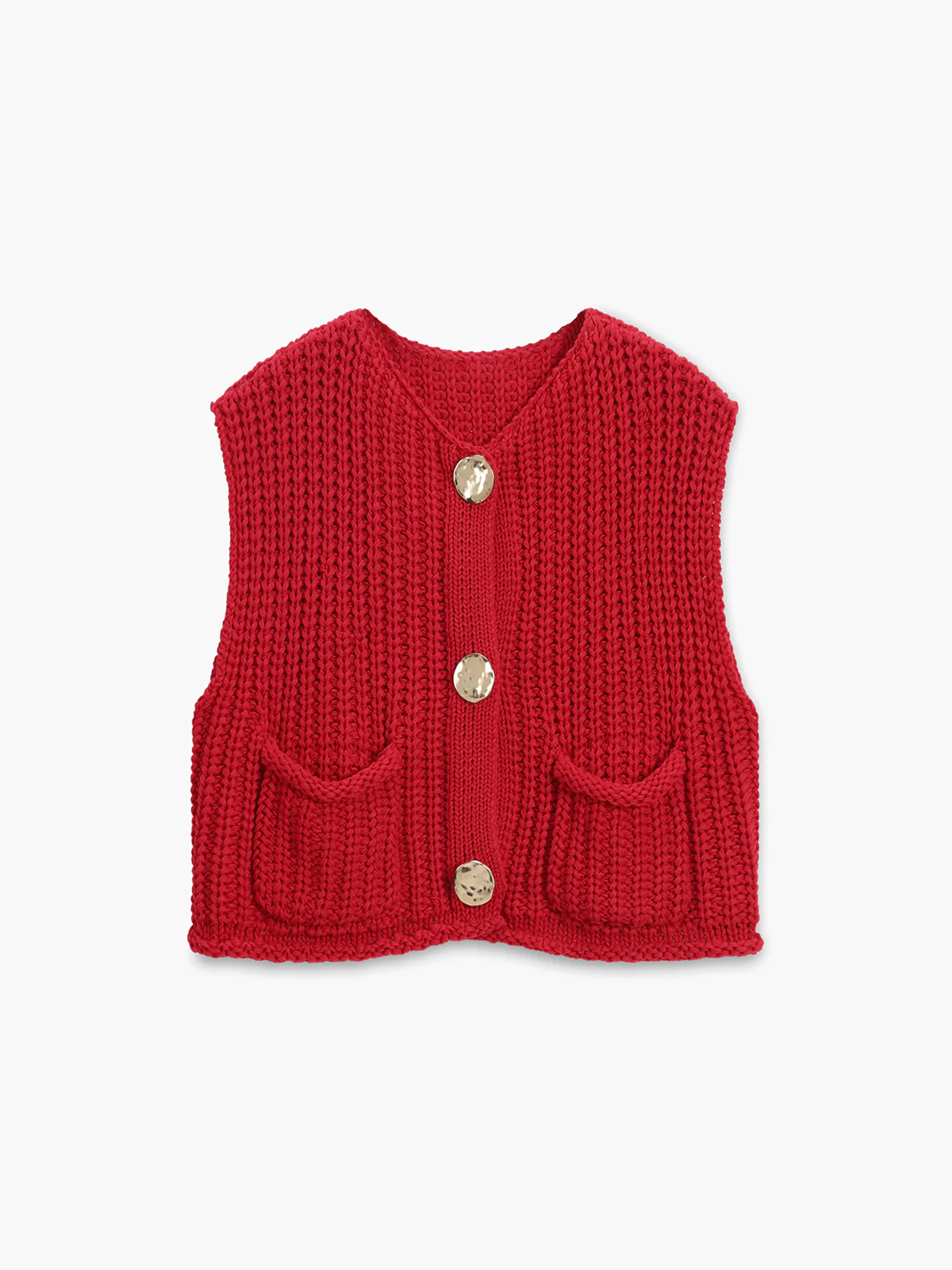 Women's Metal Button Placket Knitted Vest