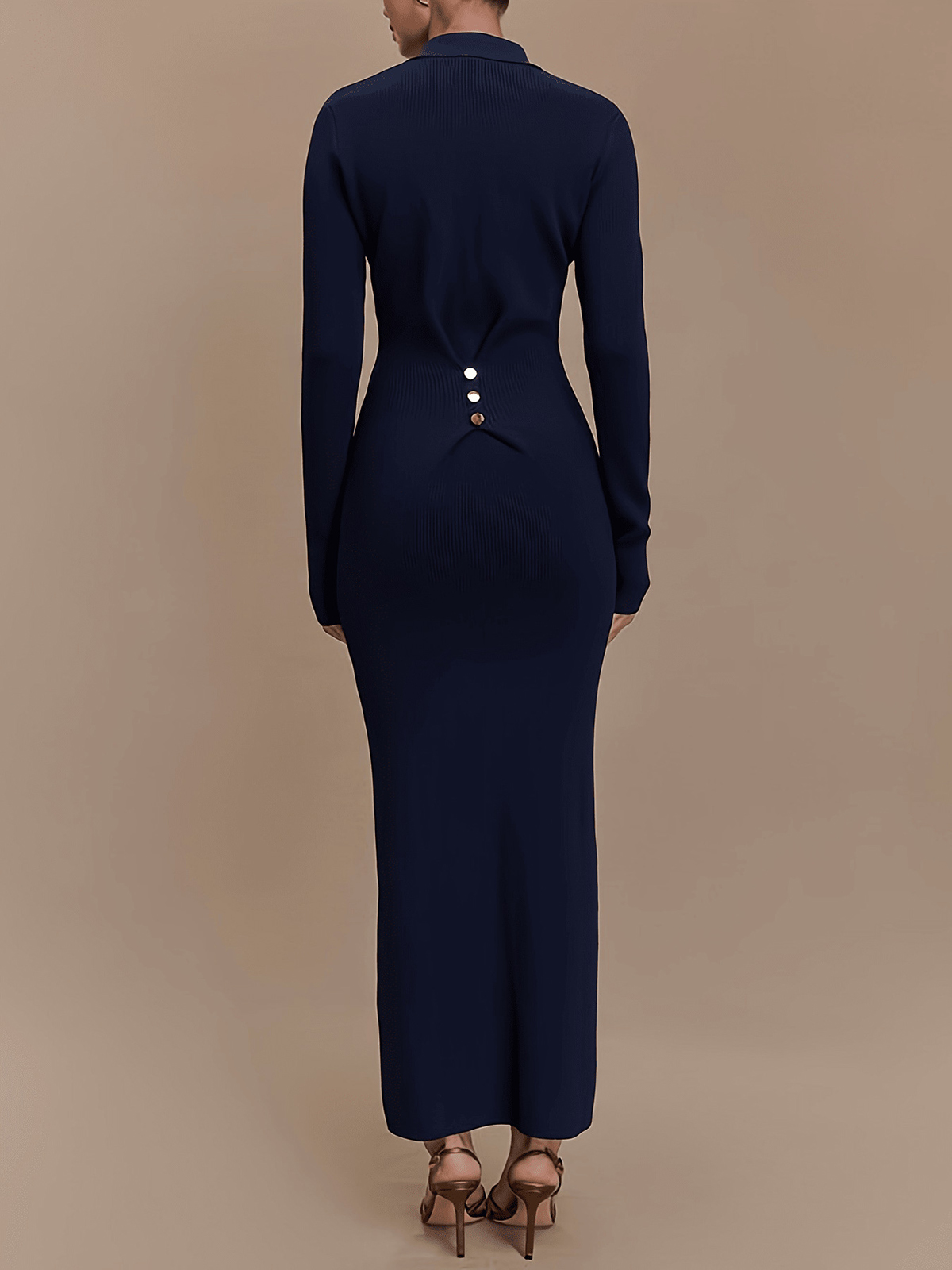 Slim-Fit Buttoned Knitted Dress