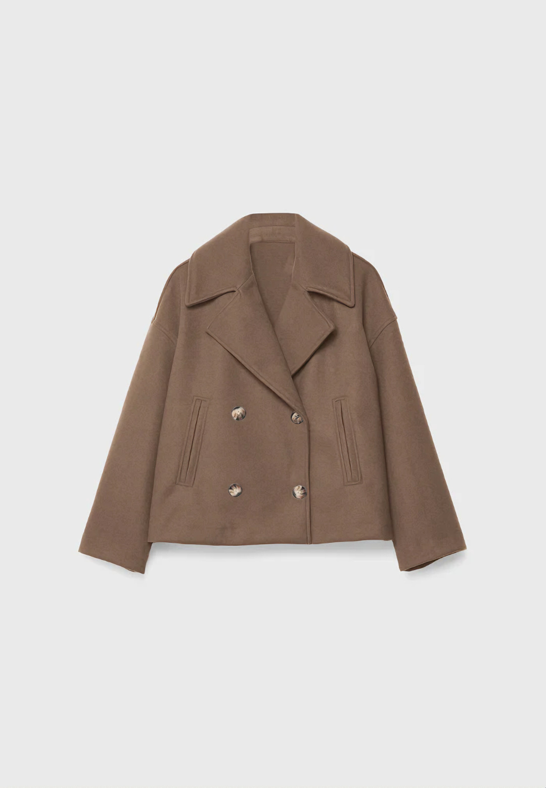 Cropped Double-breasted Lapel Coat