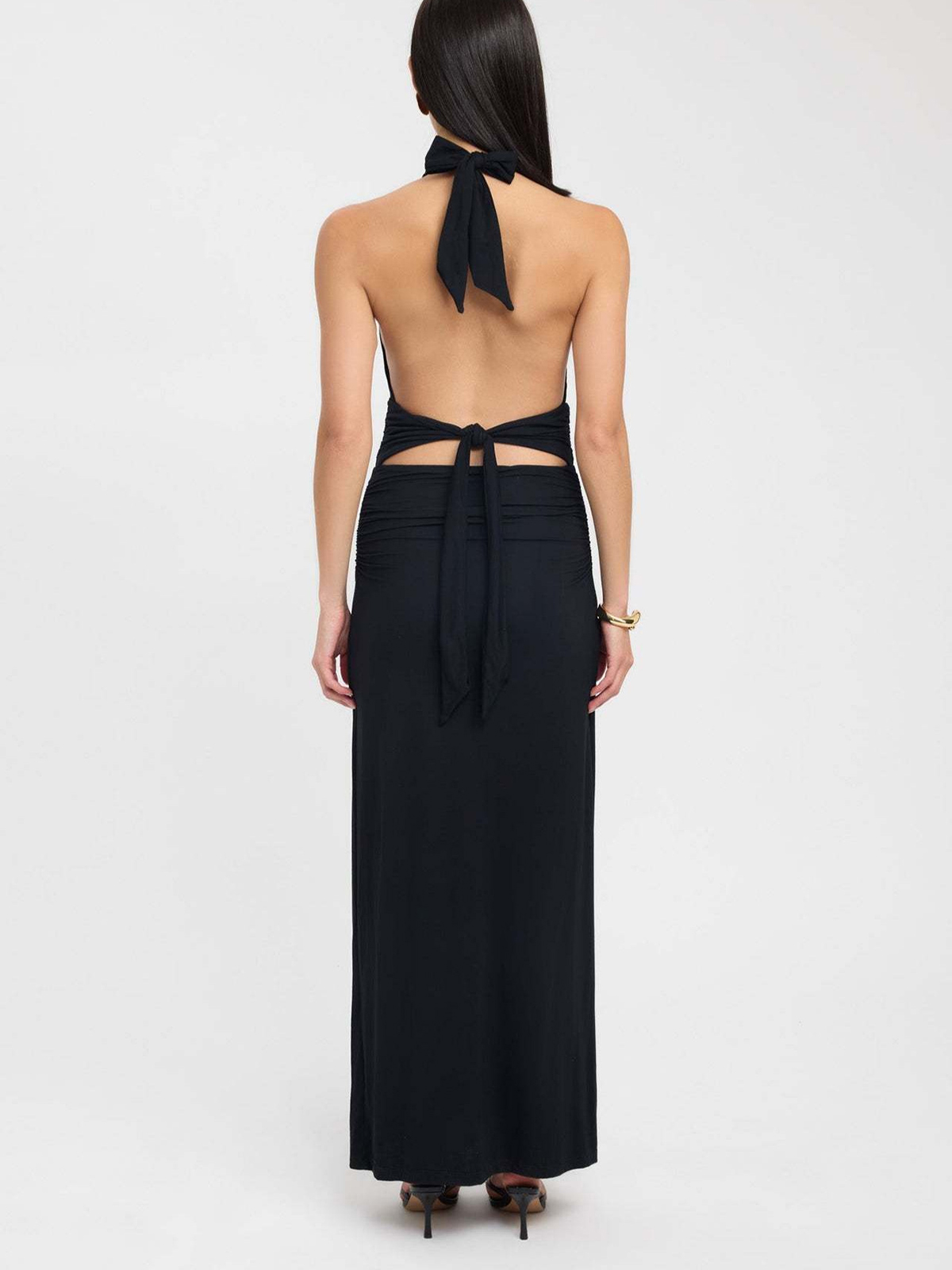 Halter Neck Deep V Backless Dress