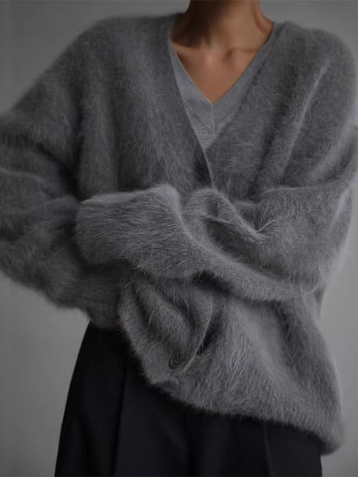 Women's Mink V-Neck Sweater
