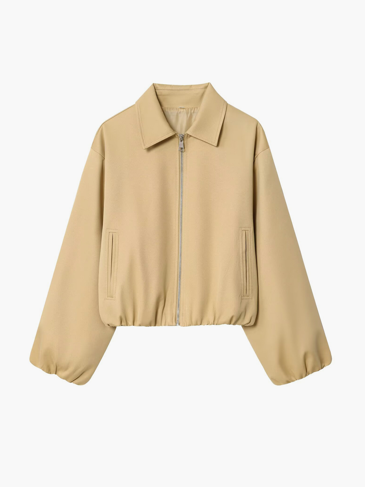 Lapel Zip-up Bomber Jacket