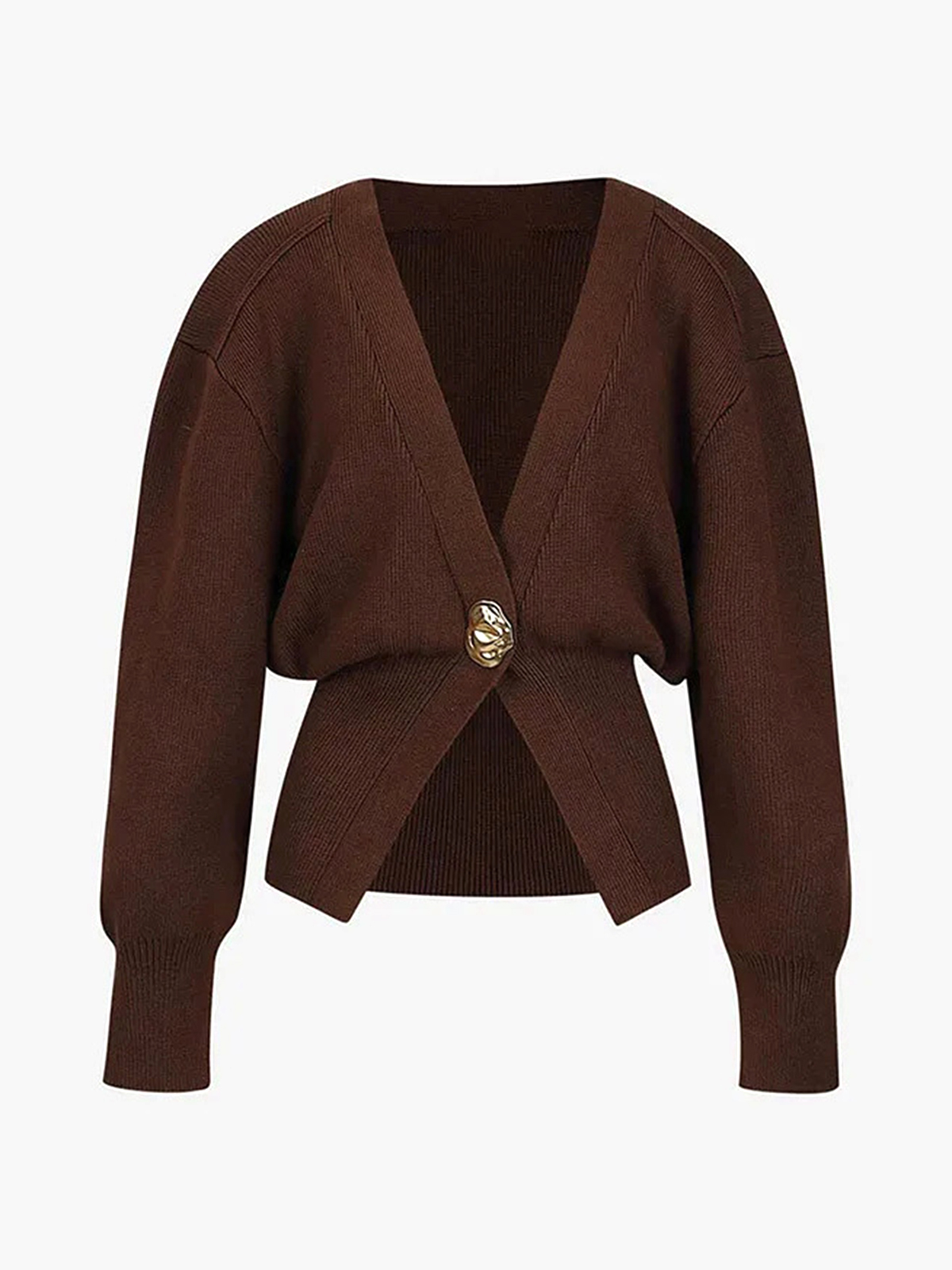 Golden Button Plain Cardigan