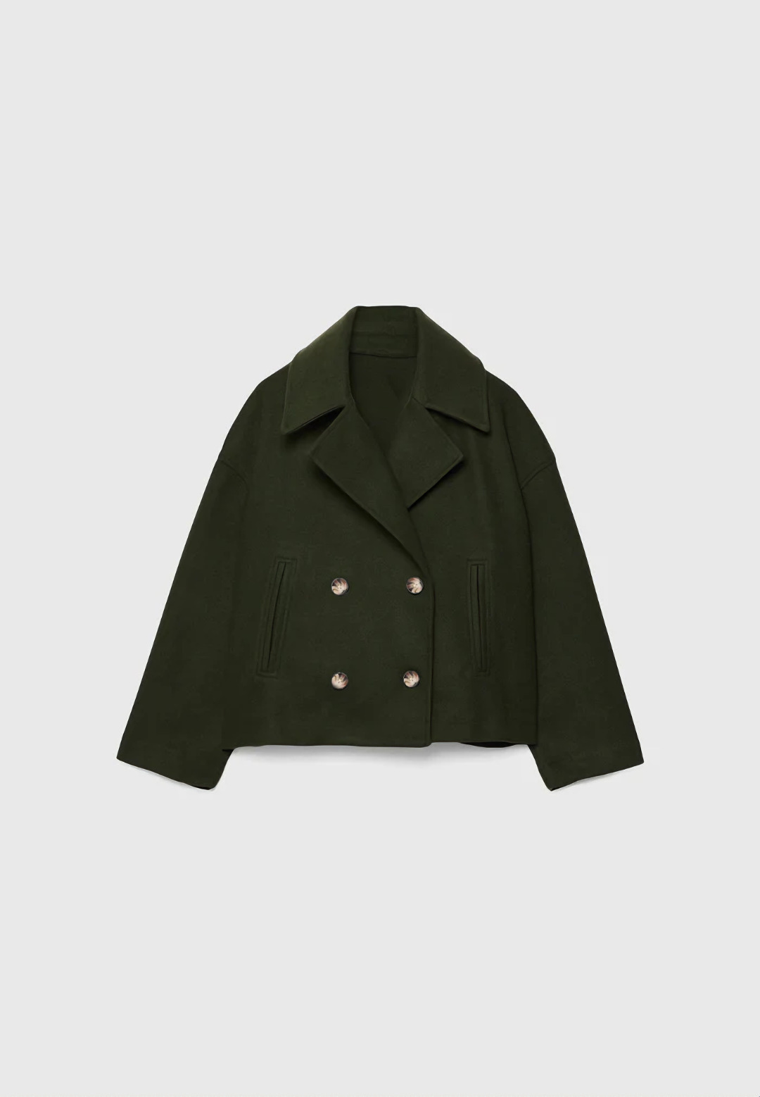 Cropped Double-breasted Lapel Coat