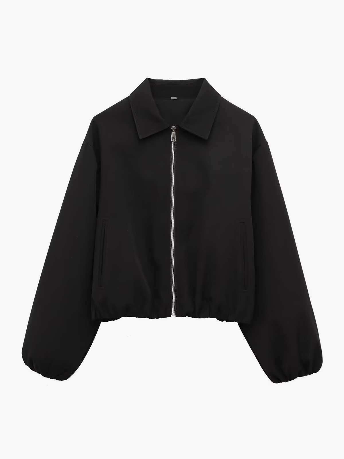 Lapel Zip-up Bomber Jacket