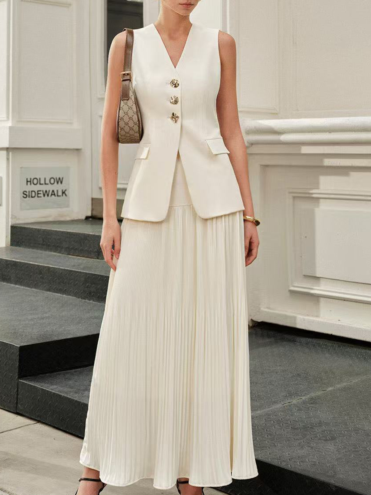 Women's Pleated Patchwork Skirt