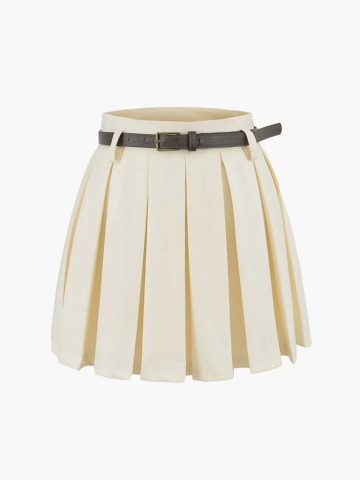 Belted Pleated Mini Skirt