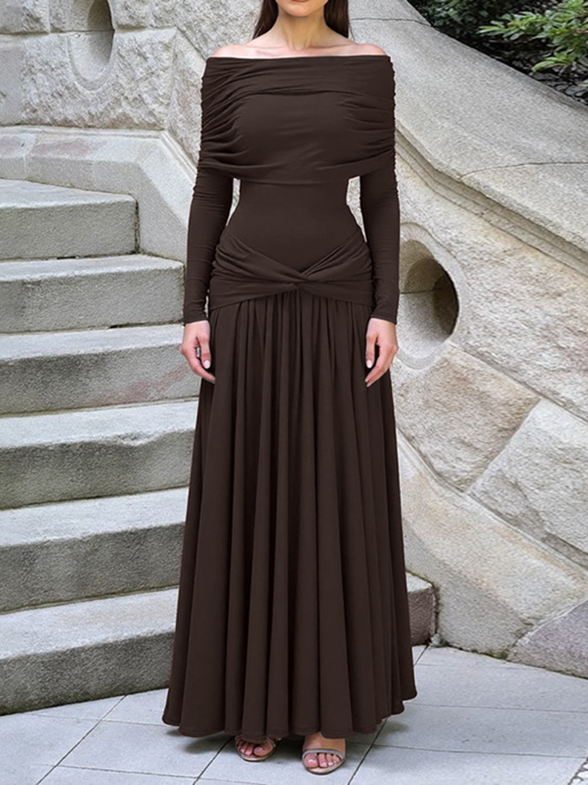 Women's Boat Neck Waist Dress