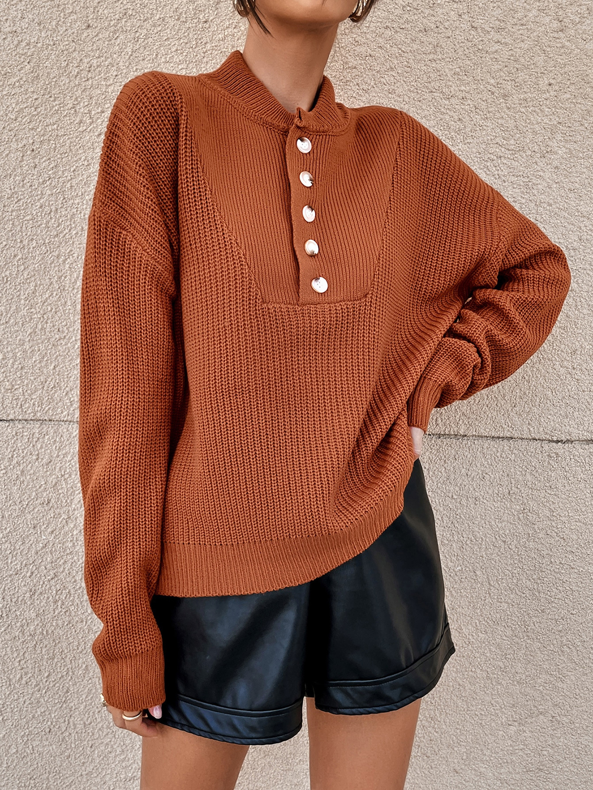 Polo Button Pullover Sweater