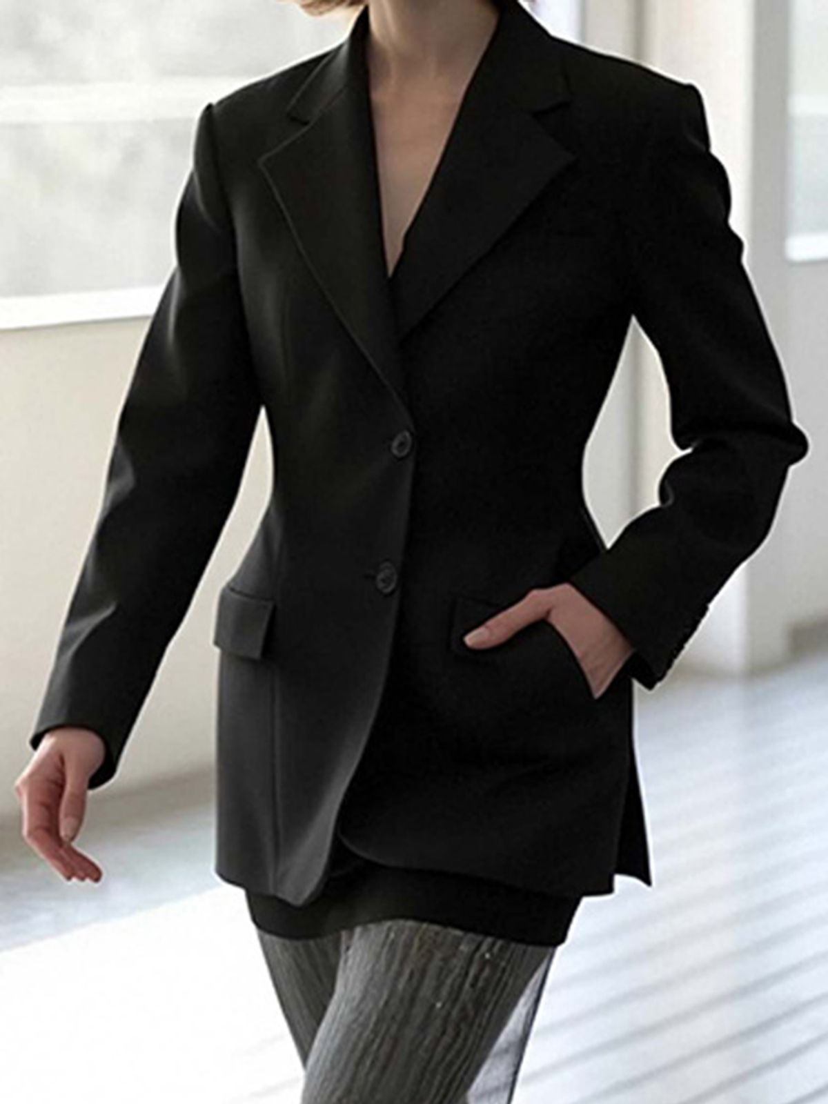 Solid Color Waisted Blazer