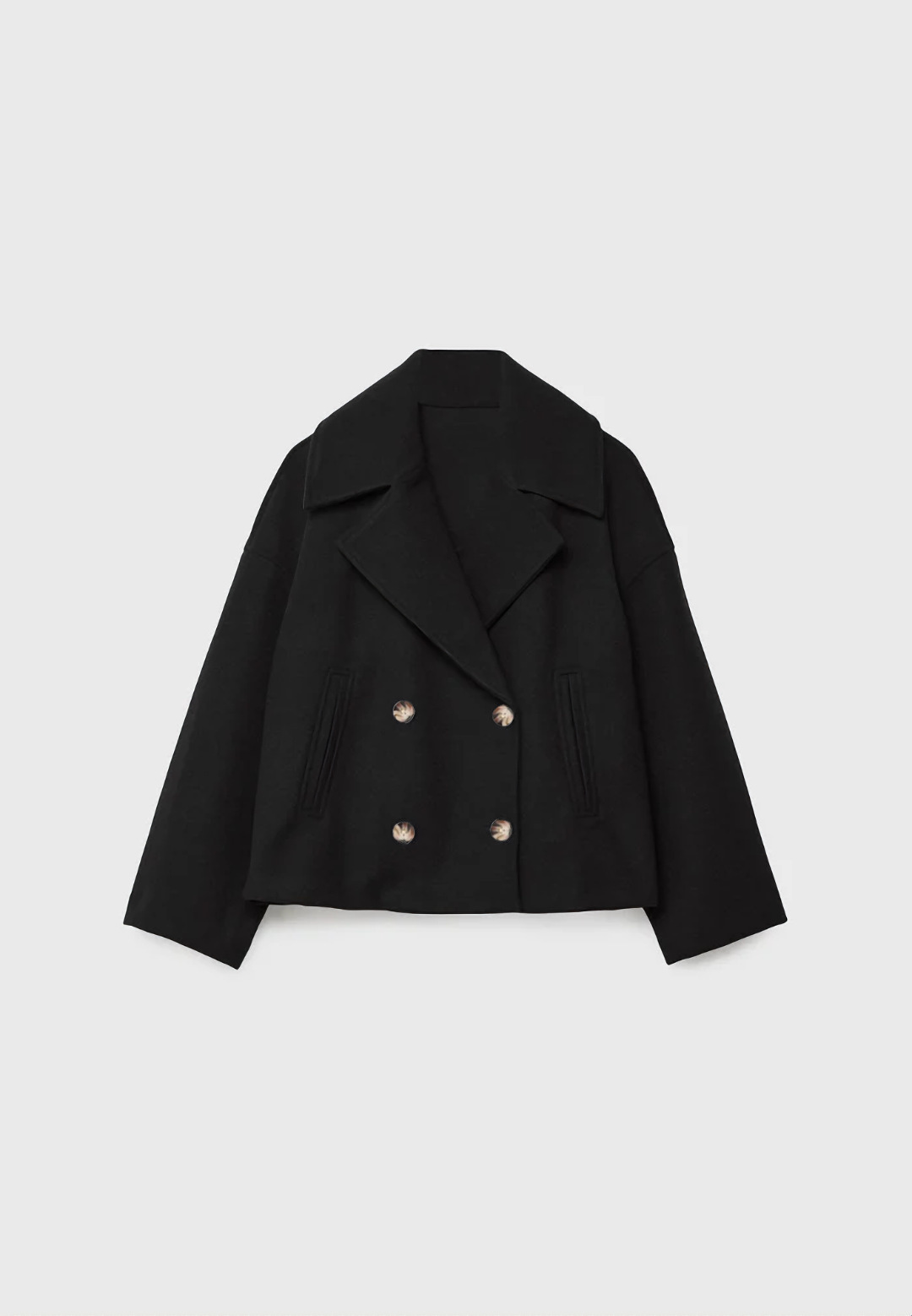 Cropped Double-breasted Lapel Coat