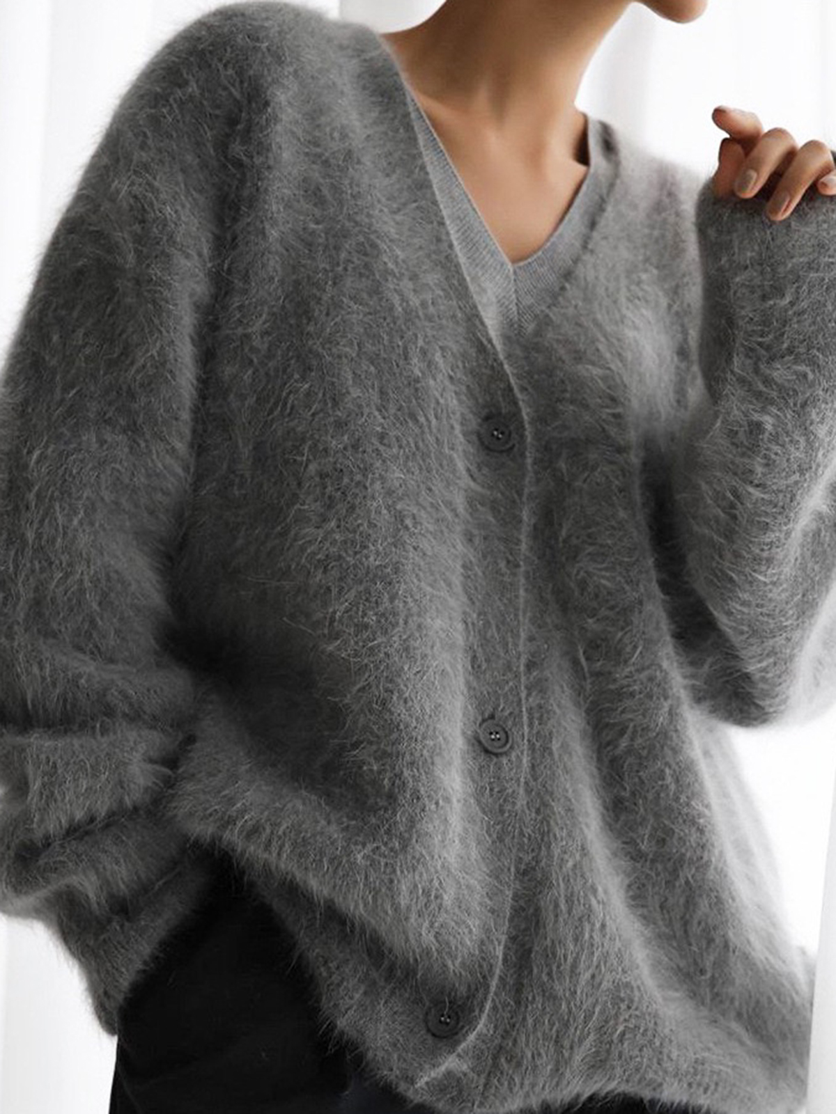 Women's Mink V-Neck Sweater