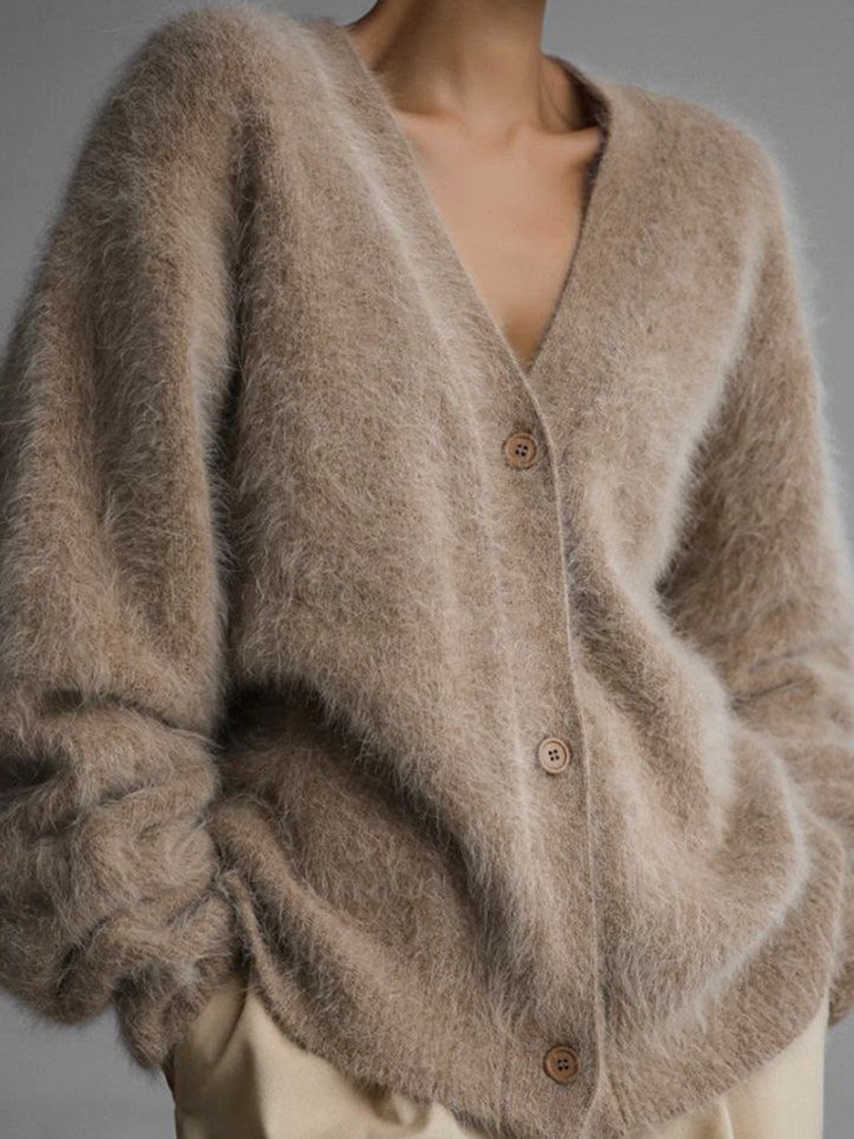 Women's Mink V-Neck Sweater