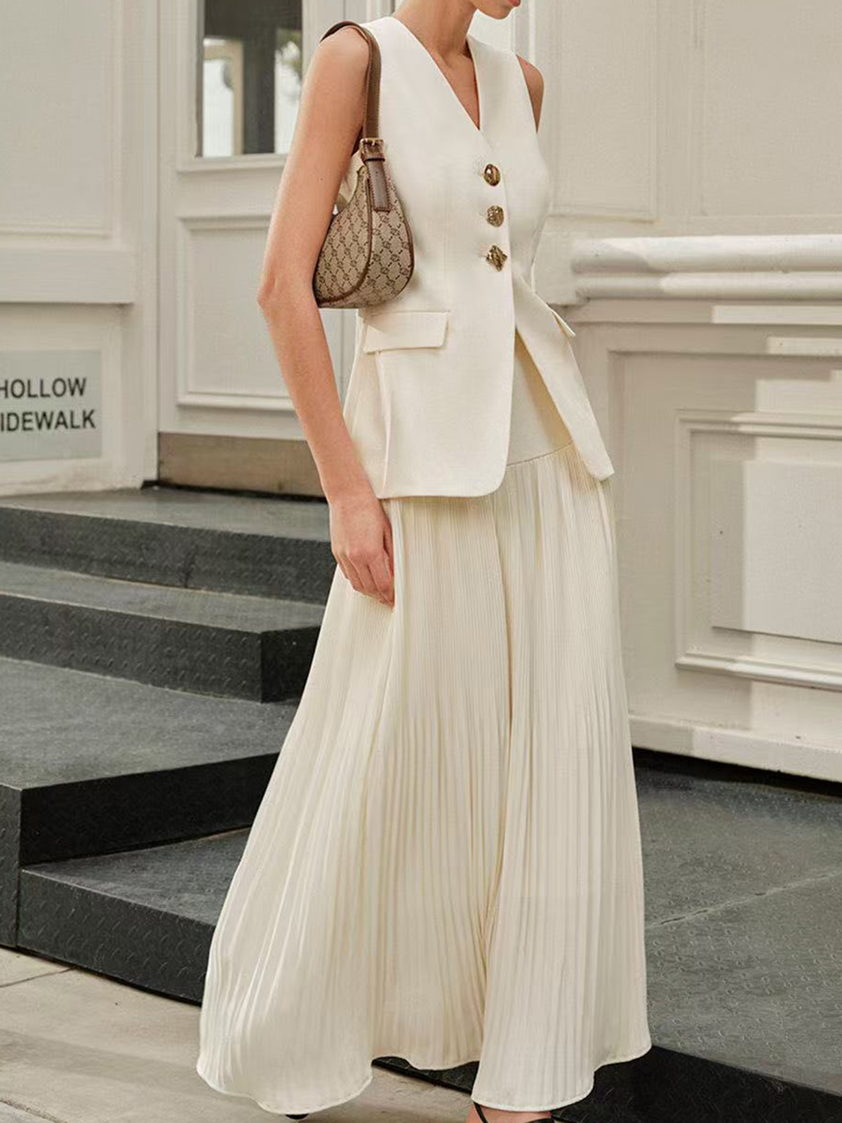 Women's Pleated Patchwork Skirt