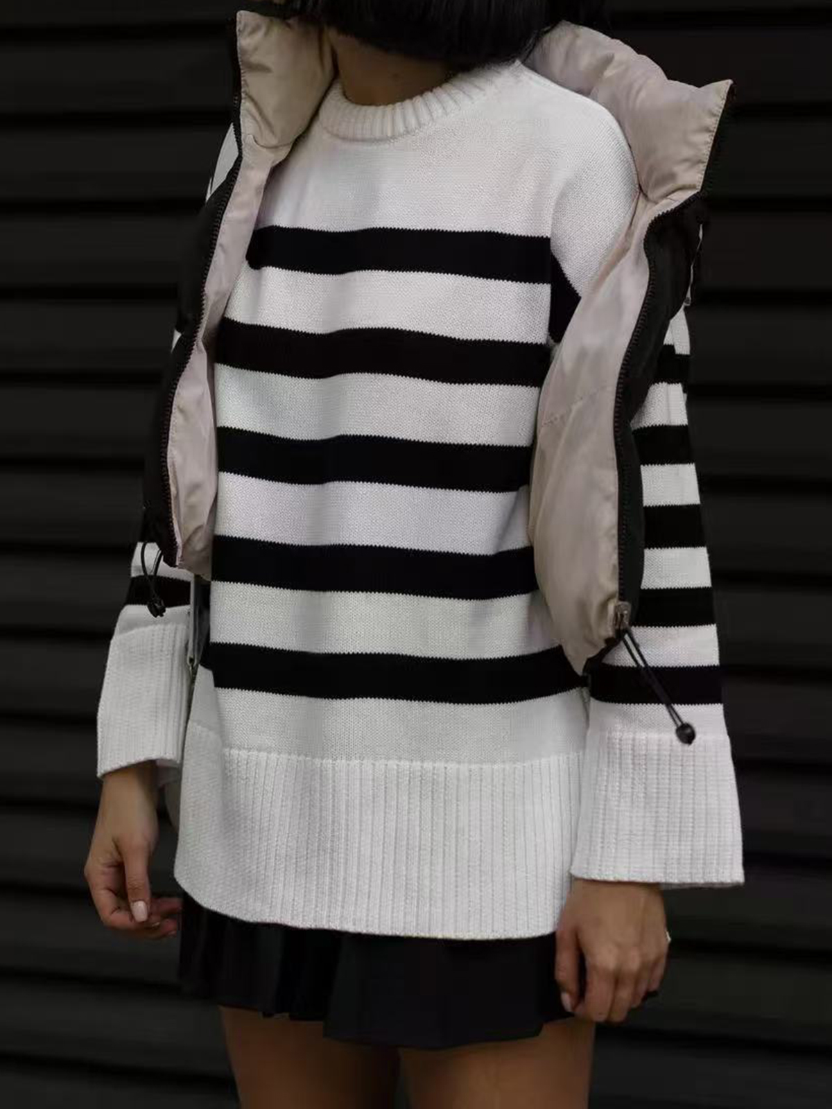 Women's Striped Loose Crew Neck Pullover Sweater