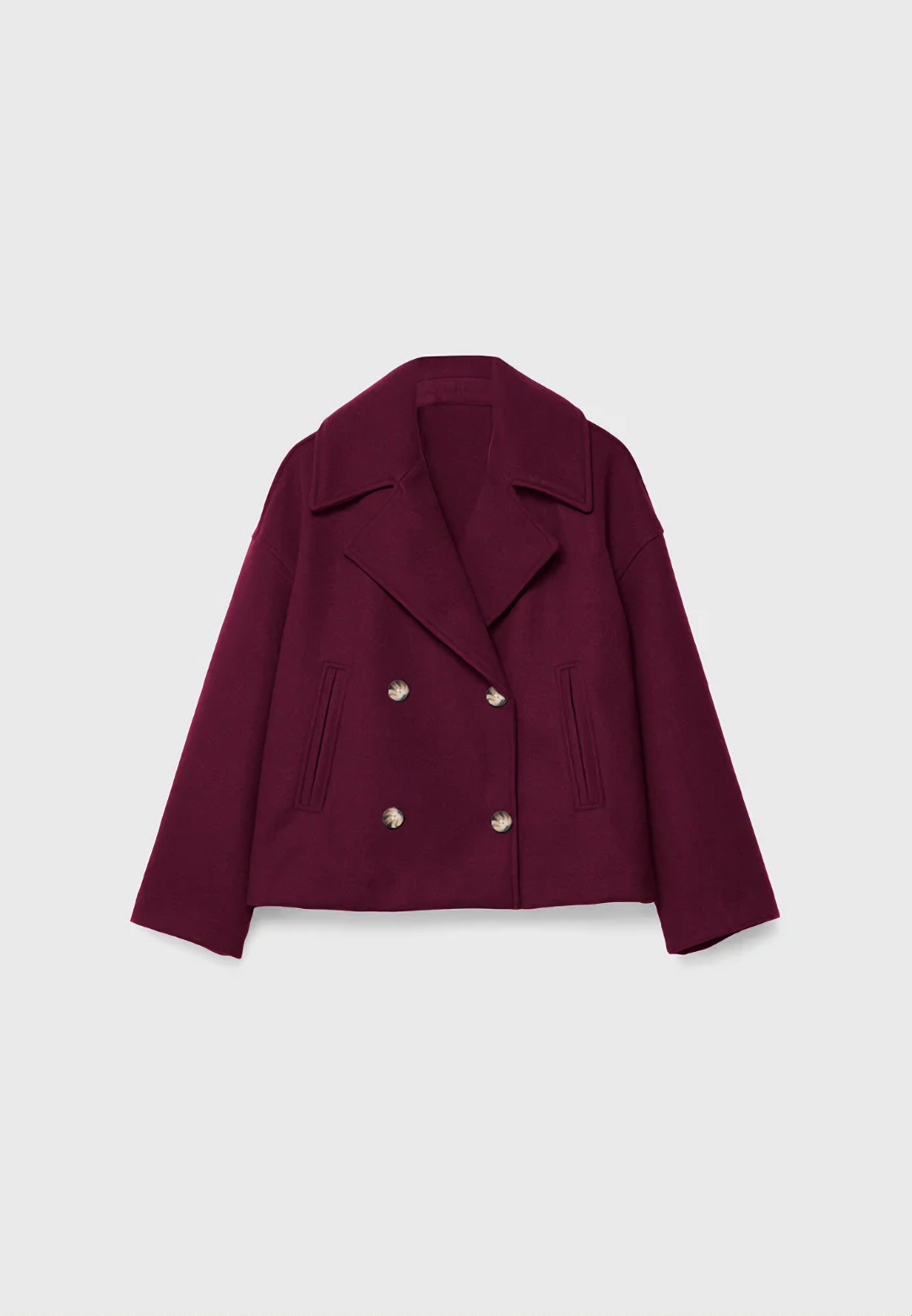 Cropped Double-breasted Lapel Coat