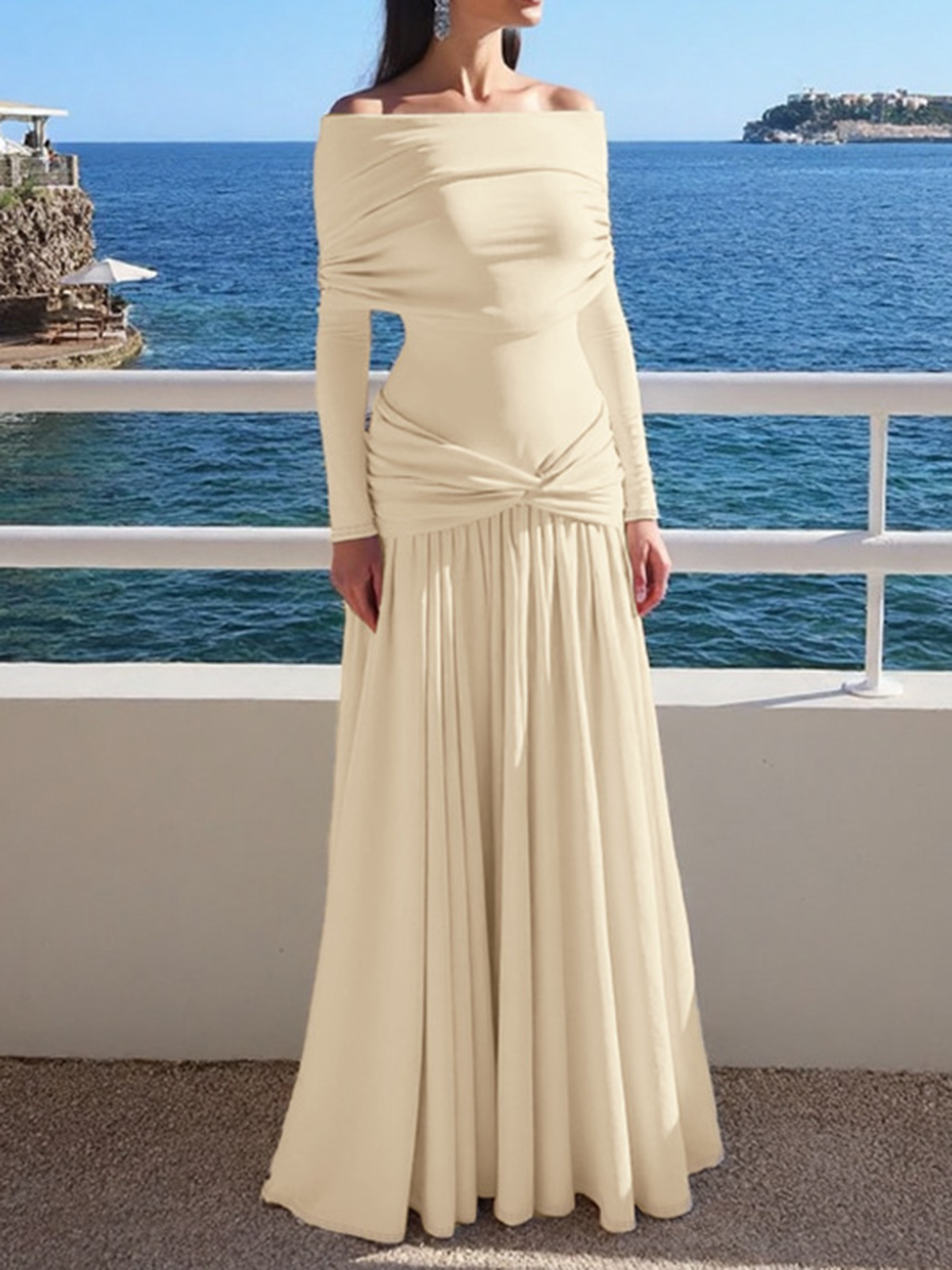 Women's Boat Neck Waist Dress