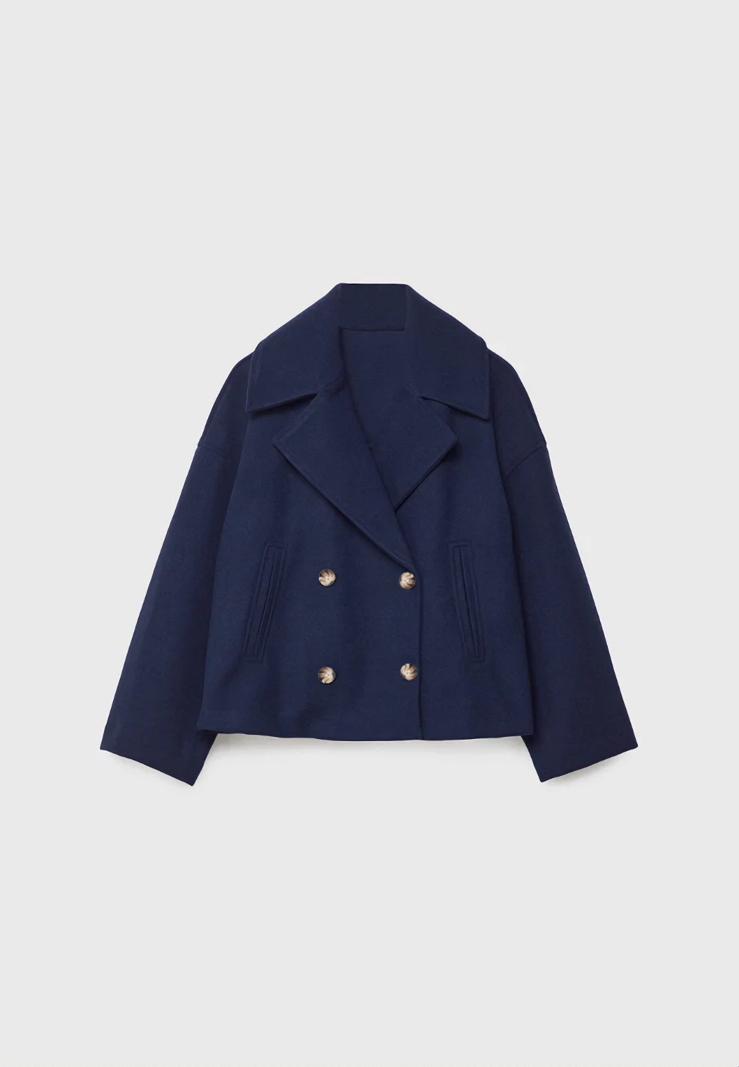 Cropped Double-breasted Lapel Coat