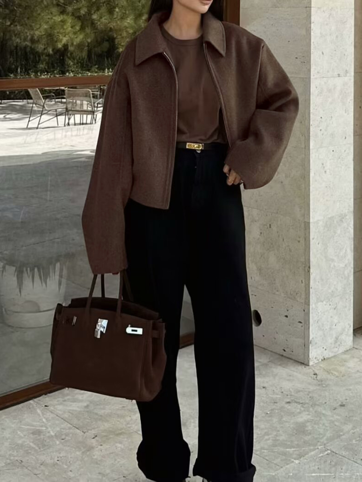 Women's Lapel Long-Sleeved Zipper Jacket