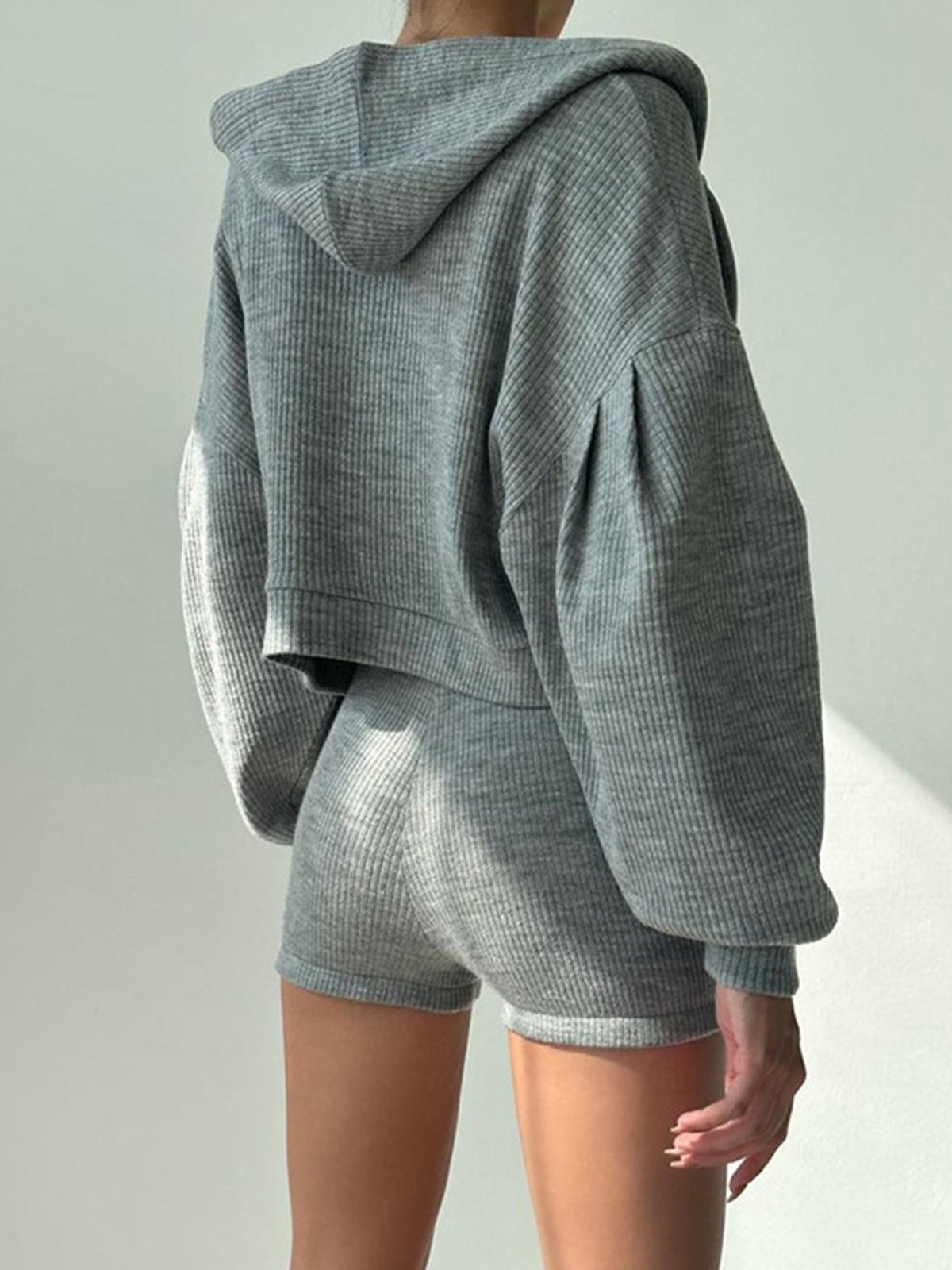 Sporty Zip-up Hooded Three-piece Set