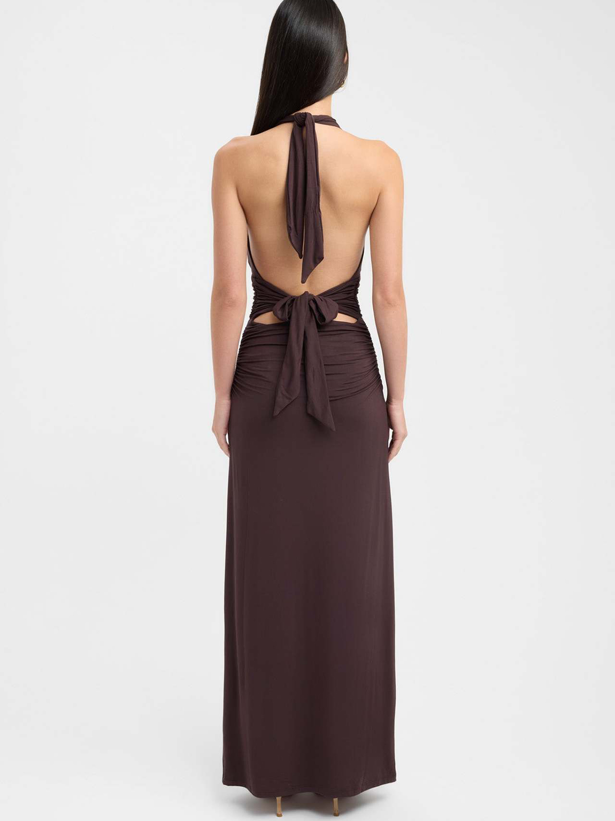 Halter Neck Deep V Backless Dress