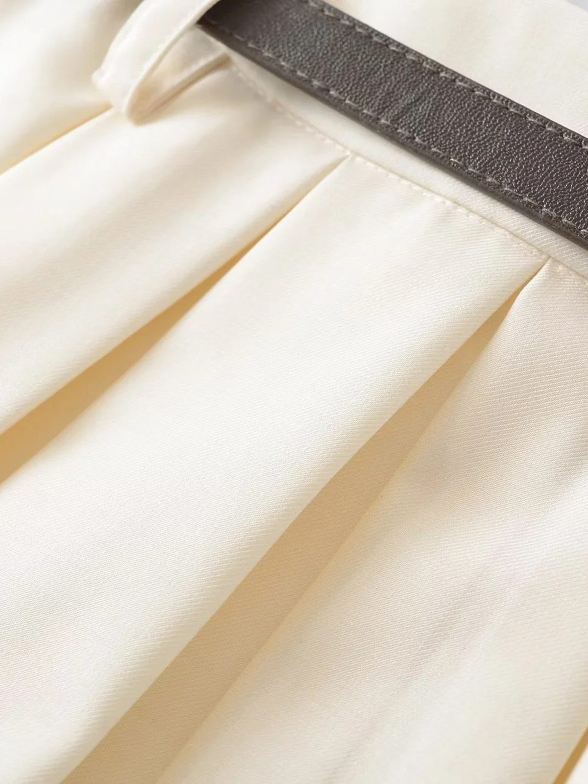 Belted Pleated Mini Skirt