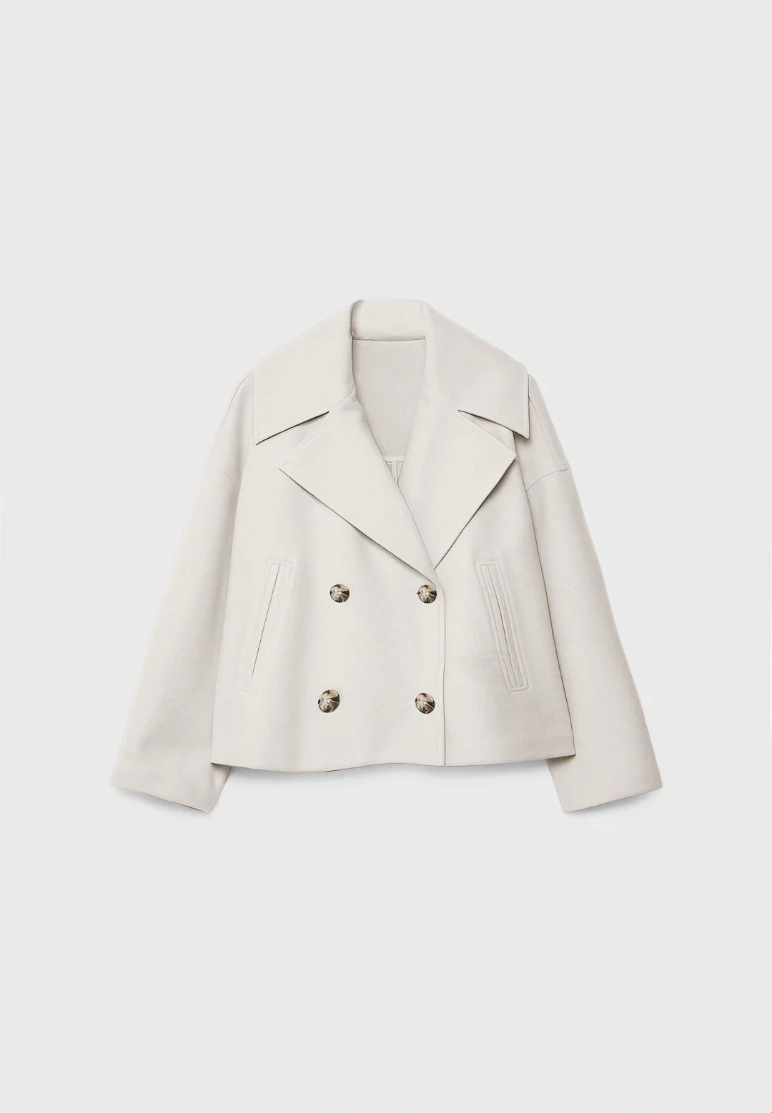 Cropped Double-breasted Lapel Coat