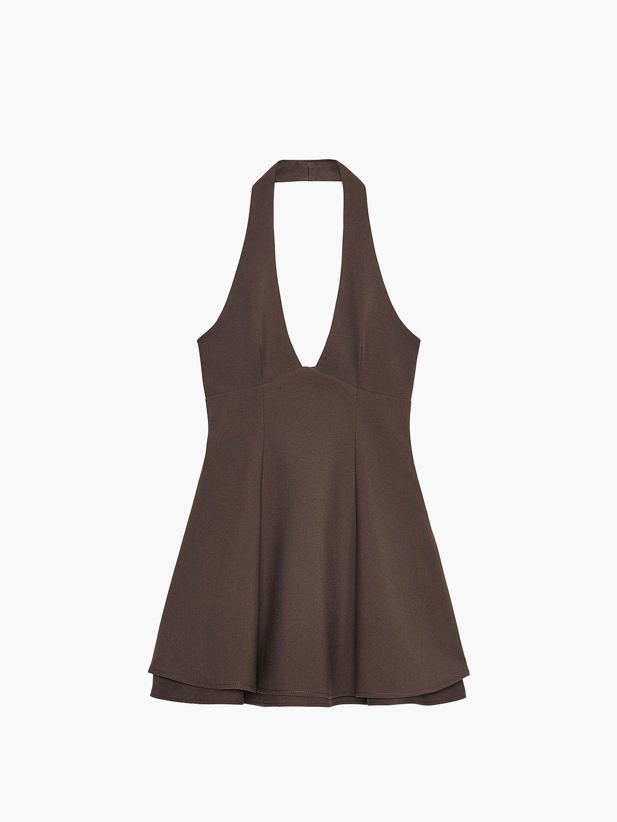 Women's Halter Neck Solid Color Suspender Dress