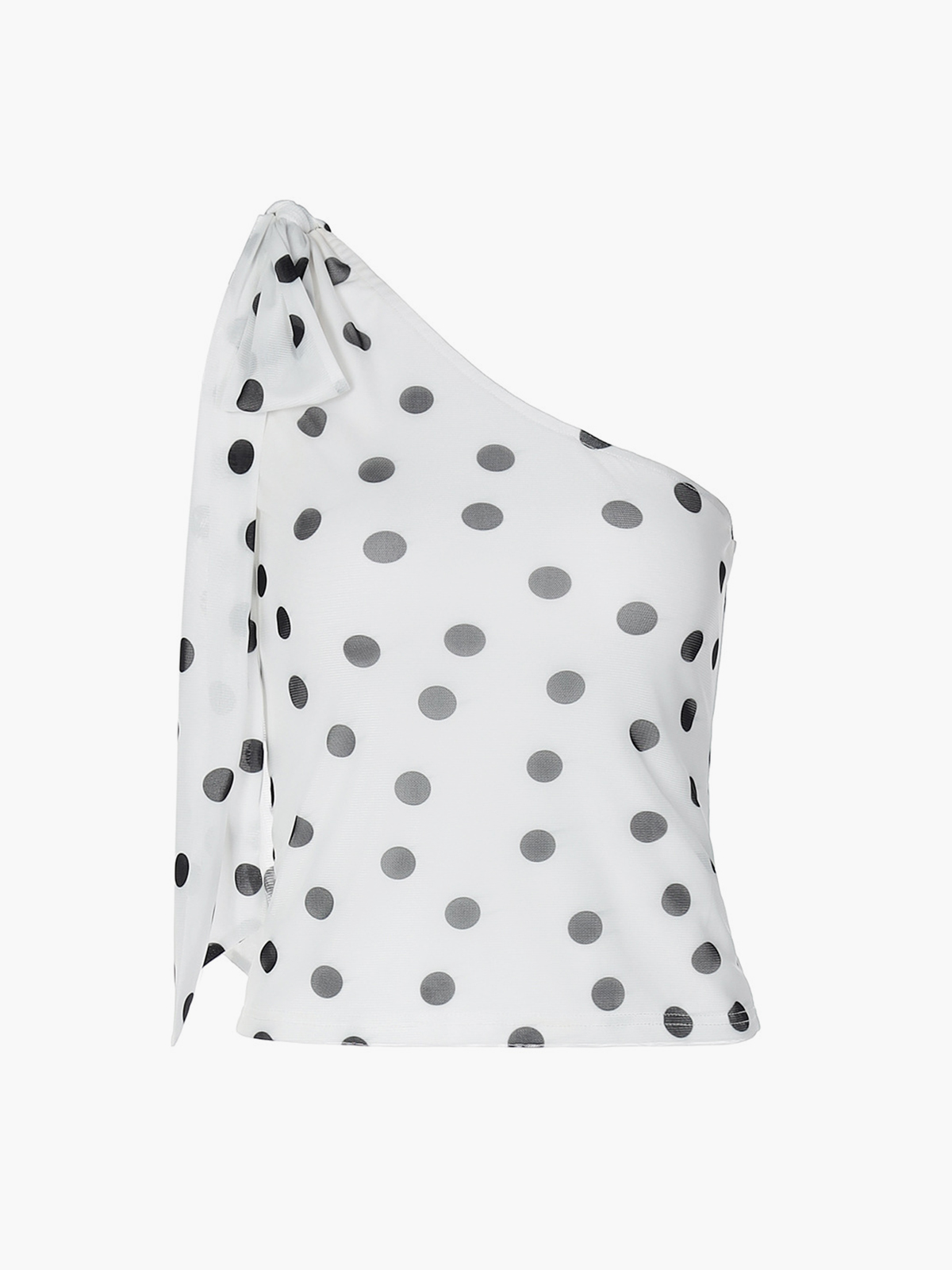Polka Dot Print One-Shoulder Sleeveless Tank Top