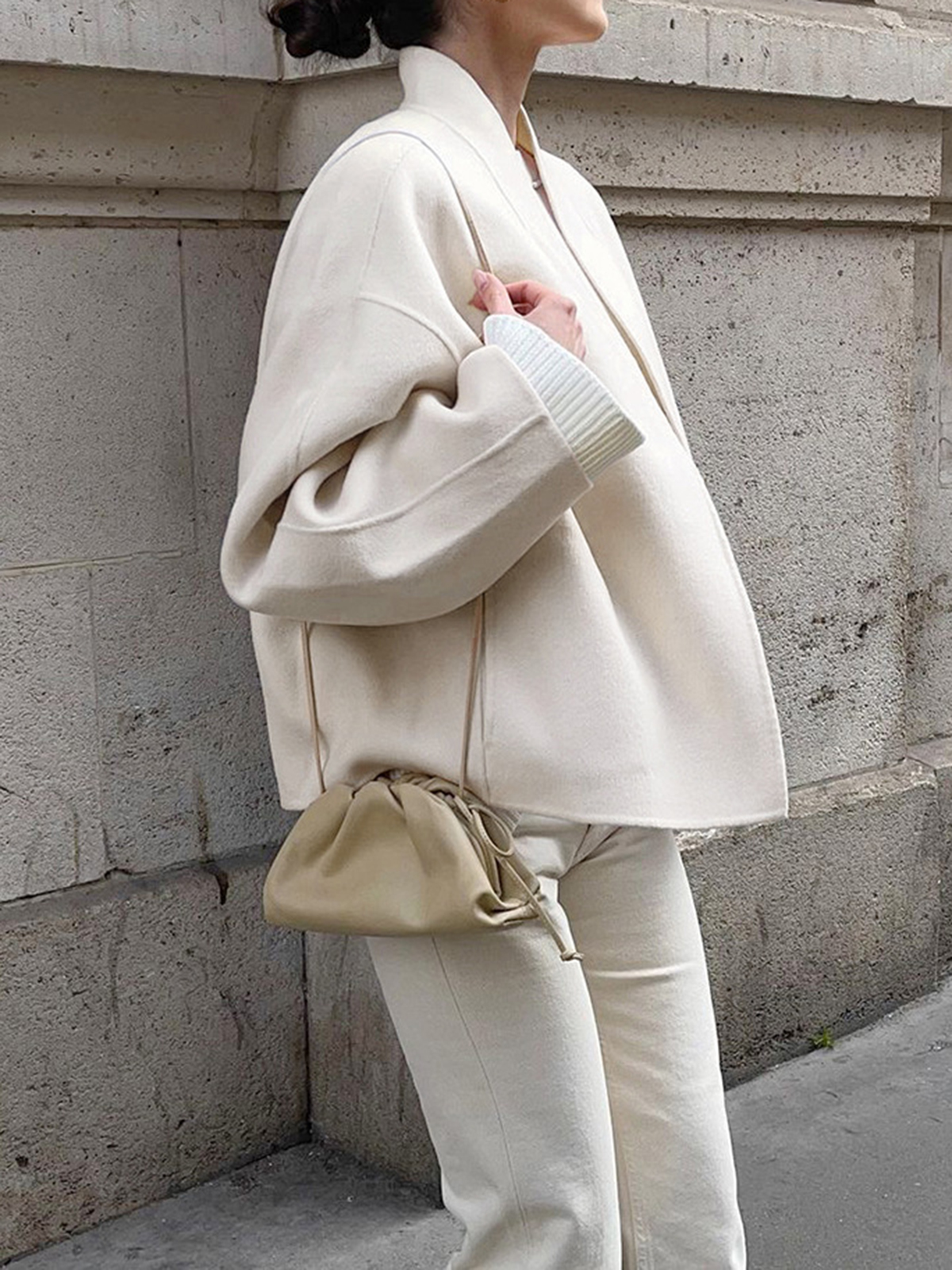 Women's Loose V-neck Woolen Coat