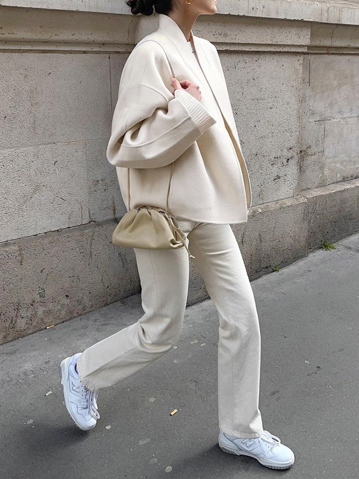 Women's Loose V-neck Woolen Coat