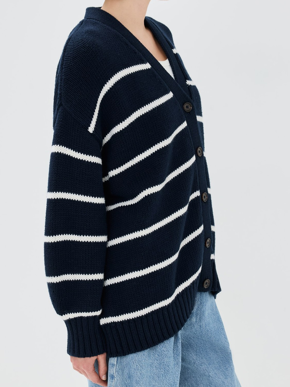 Women's V-neck Striped Cardigan