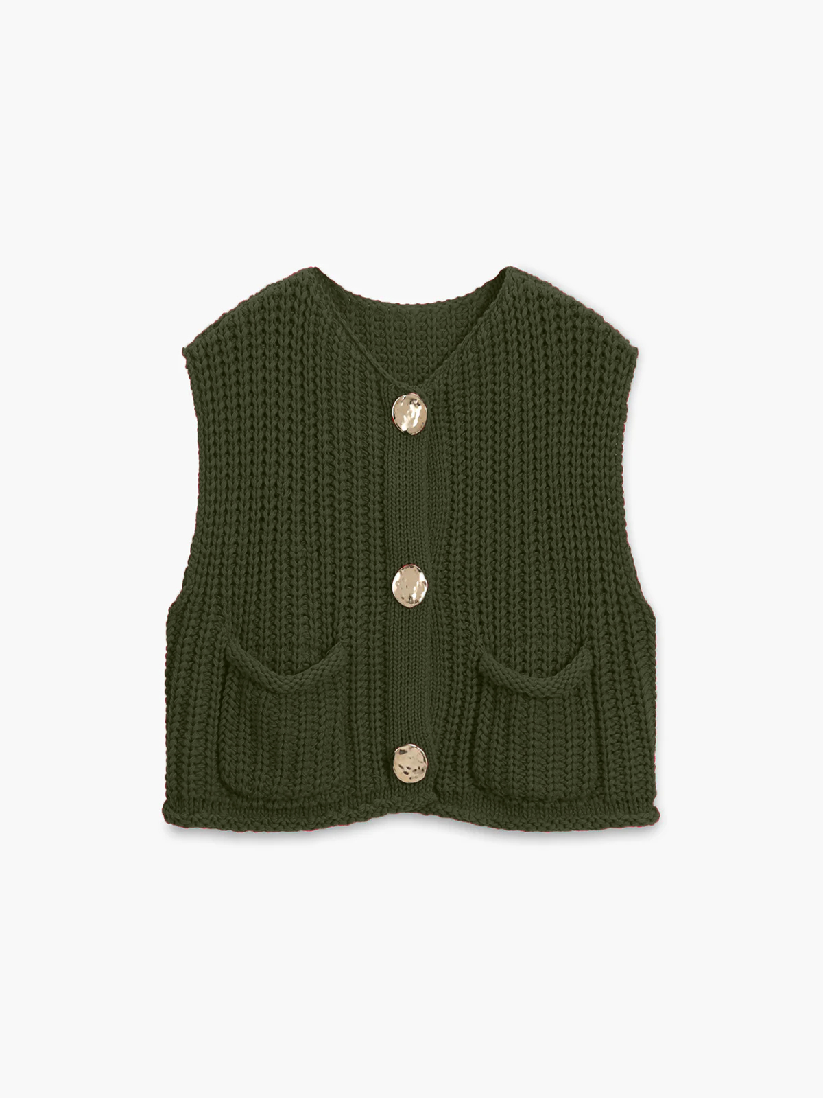 Women's Metal Button Placket Knitted Vest