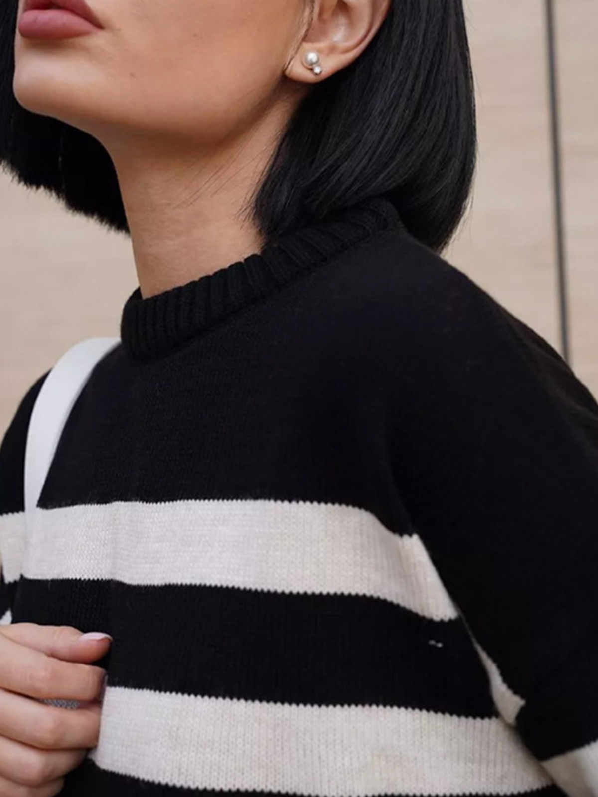 Women's Striped Loose Crew Neck Pullover Sweater