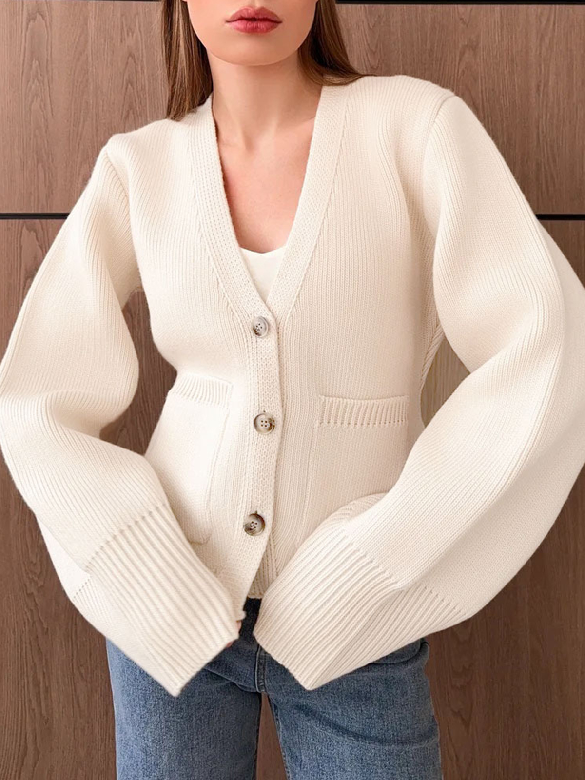 V-neck Pocket cardigan