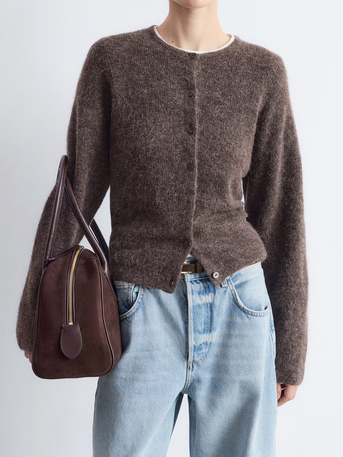 Solid Color Blended Knit Cardigan