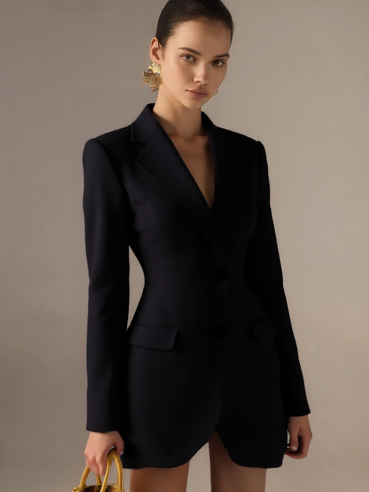 Solid Color Waisted Blazer