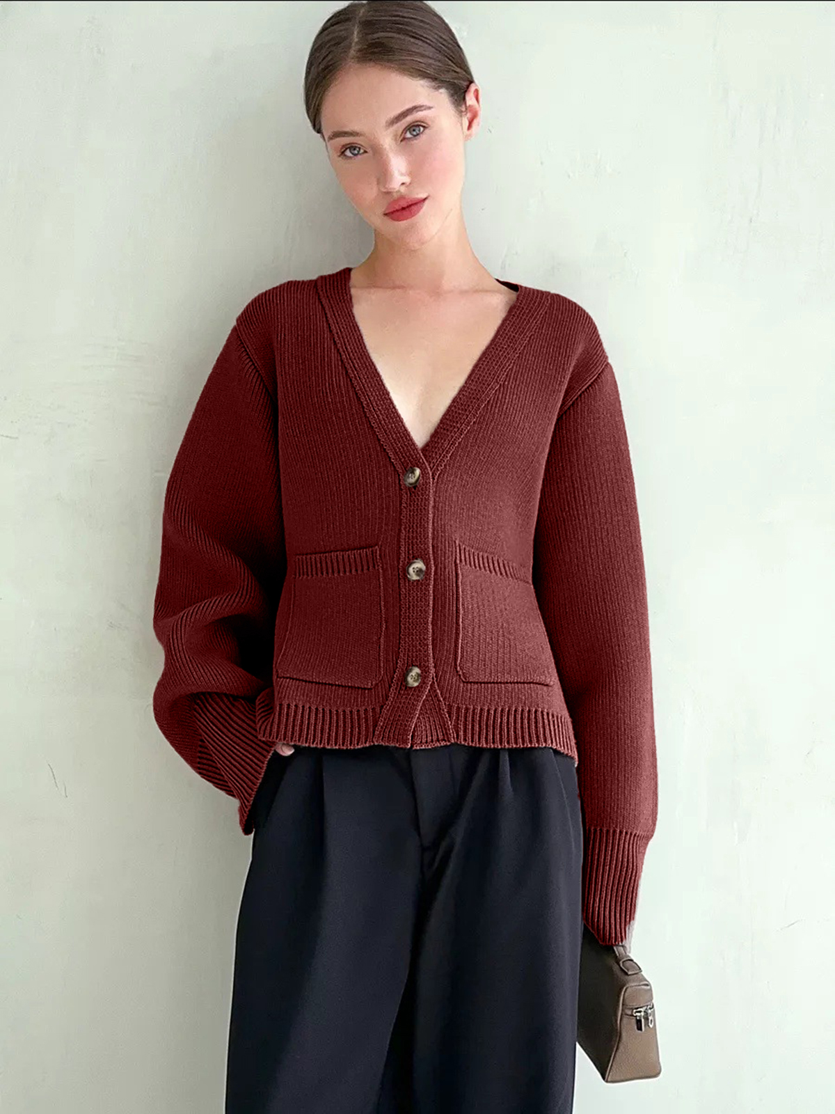V-neck Pocket cardigan