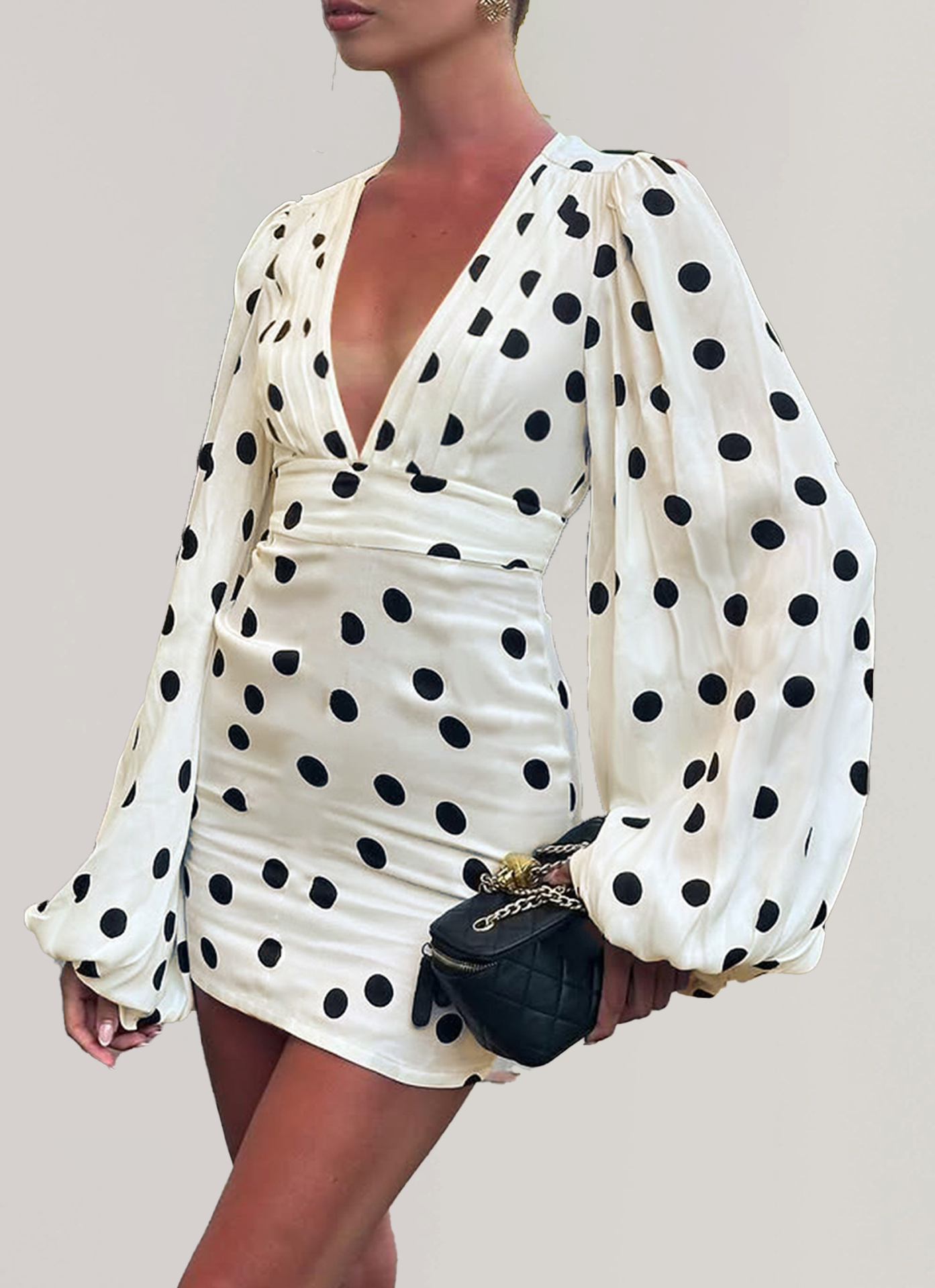 Women's Polka-Dot Trumpet Sleeve Dress