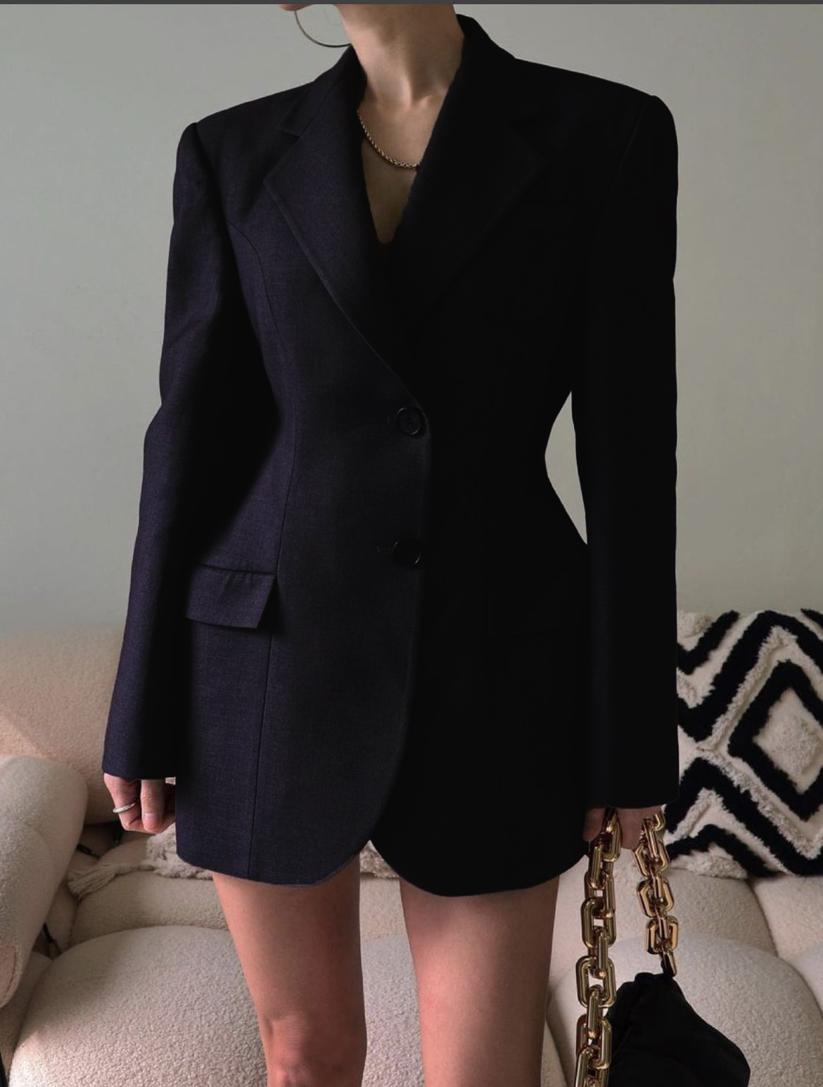 Solid Color Waisted Blazer
