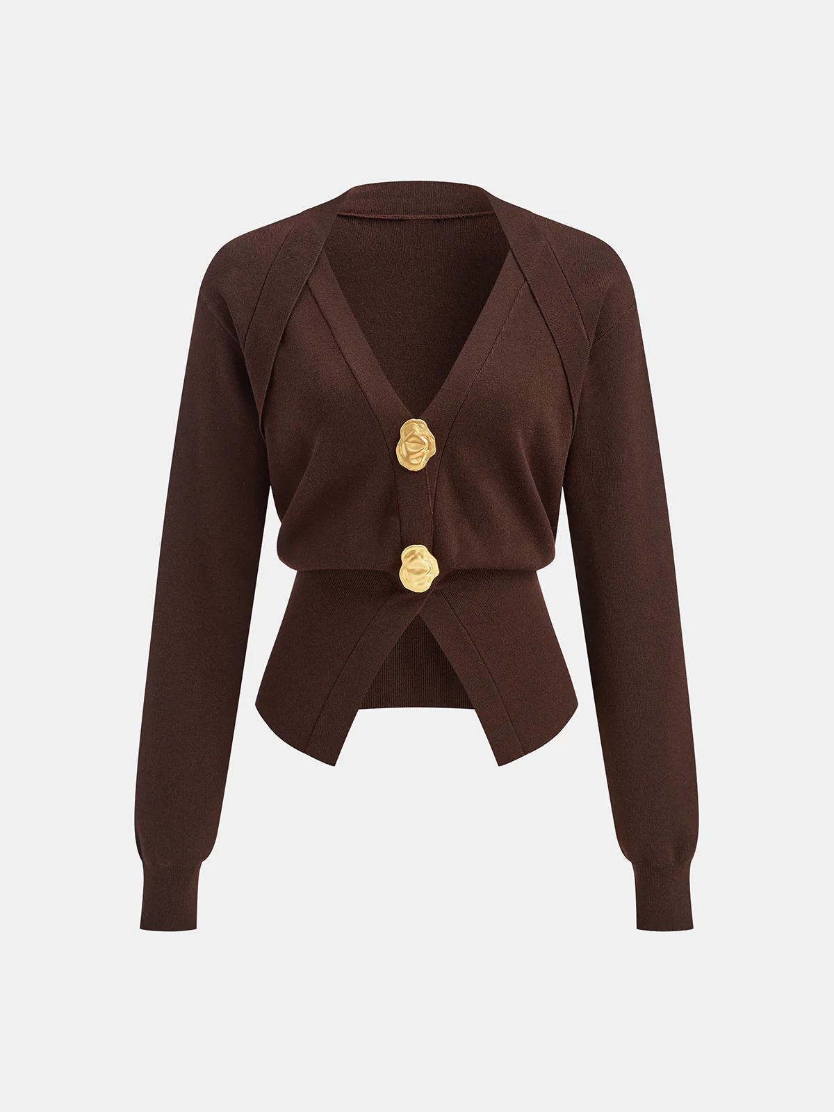 Metal Button V-neck Sweater