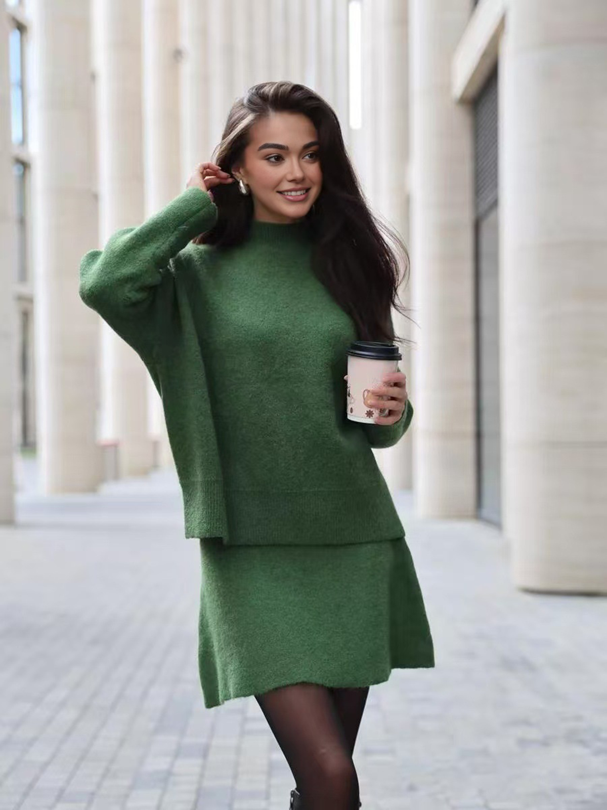Turtleneck Sweater Skirt Set