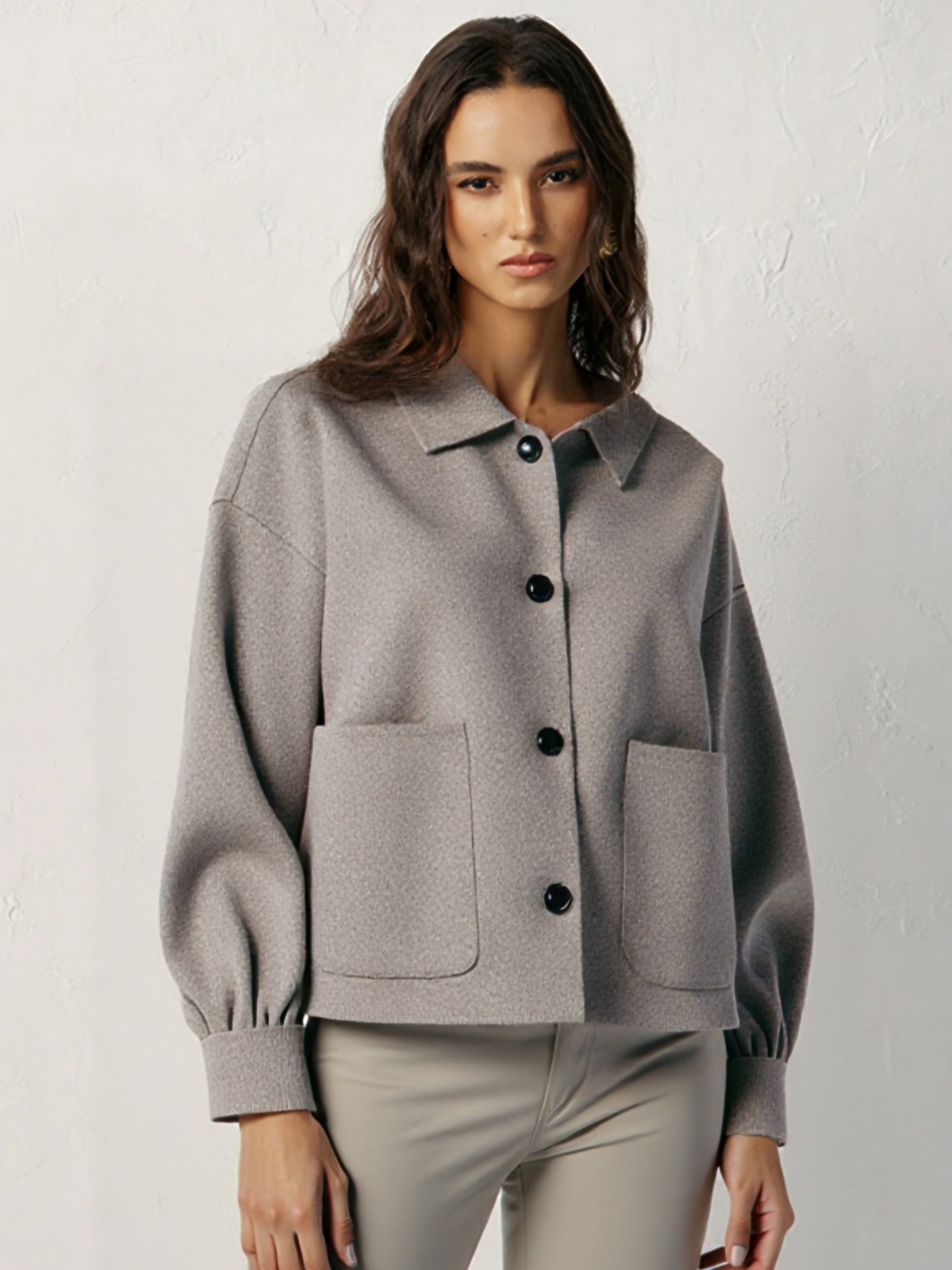 Loose Pocket Woolen Jacket