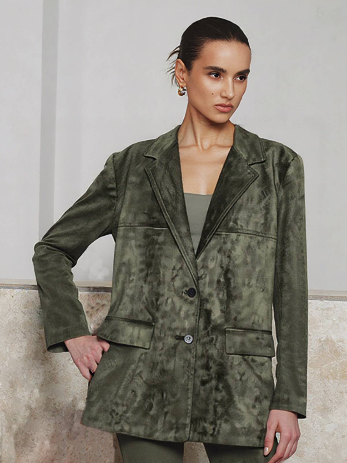 Suede Vintage Lapel Blazer