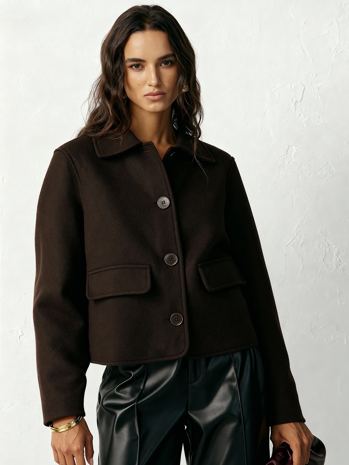 Woolen Button Down Lapel Jacket