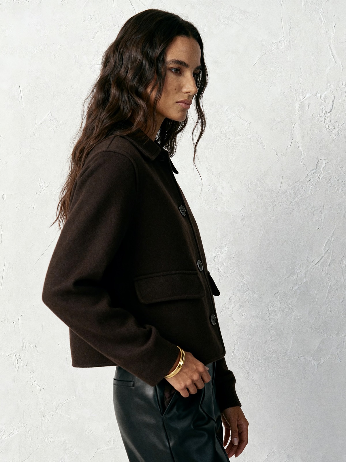 Woolen Button Down Lapel Jacket