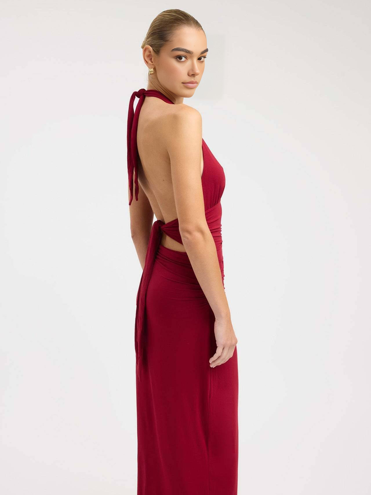 Halter Neck Deep V Backless Dress